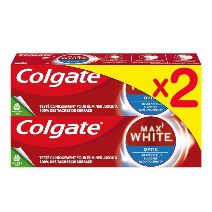 [Lot de 2] COLGATE Dentifrices Max White Optic - 75ml