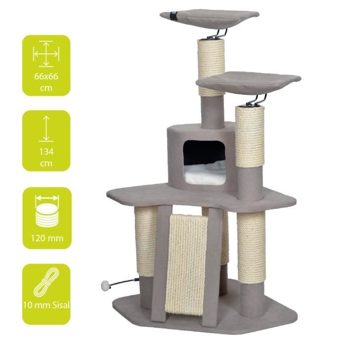 EBI Griffoir Nagano 66 x 66 x 134 cm - 23 kg - Brun - Pour chat