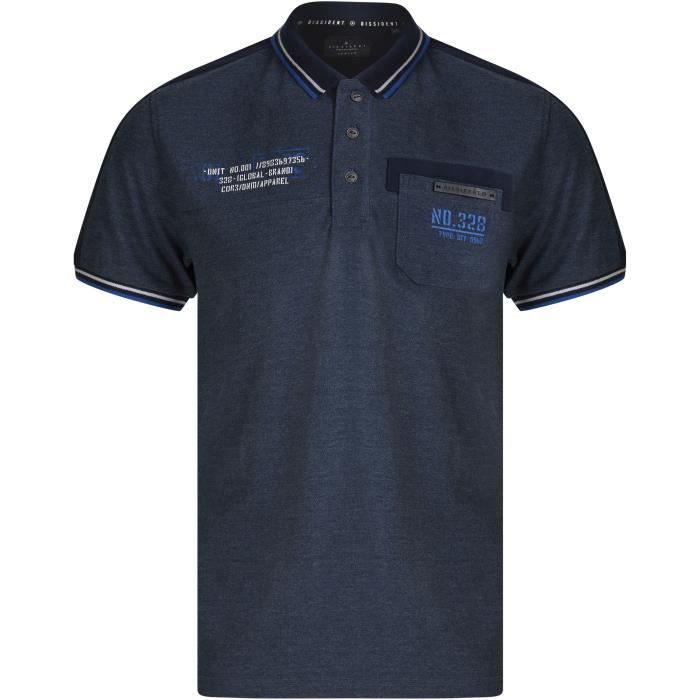 DISSIDENT Polo Piqué Bleu Marine Homme
