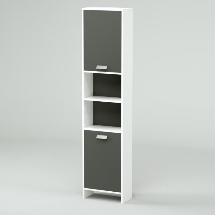 TOP Colonne de salle de bain L 40 cm - Blanc et gris mat