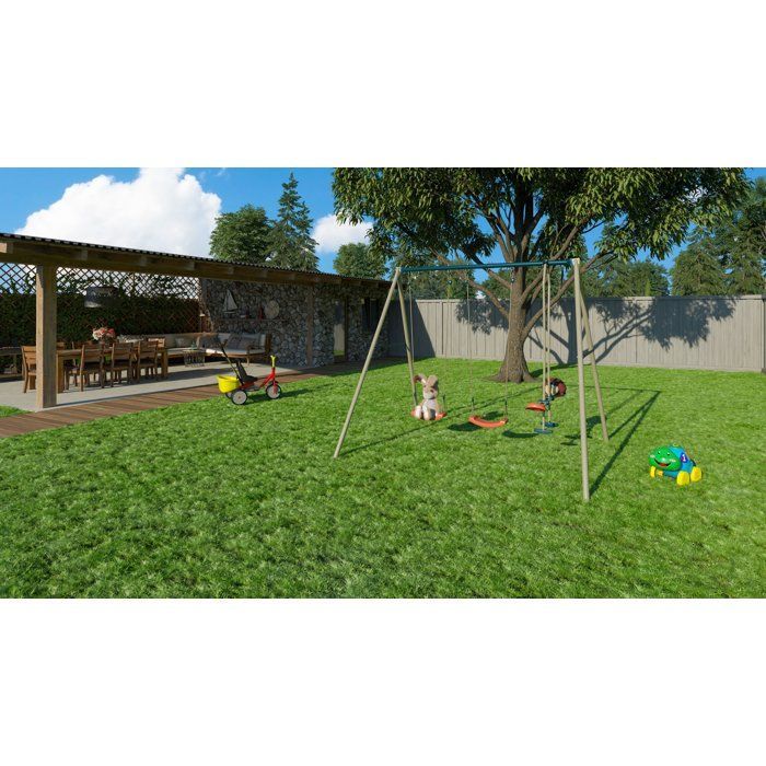 Image secondaire de Portique en métal AVA avec balançoires corail et face-à-face