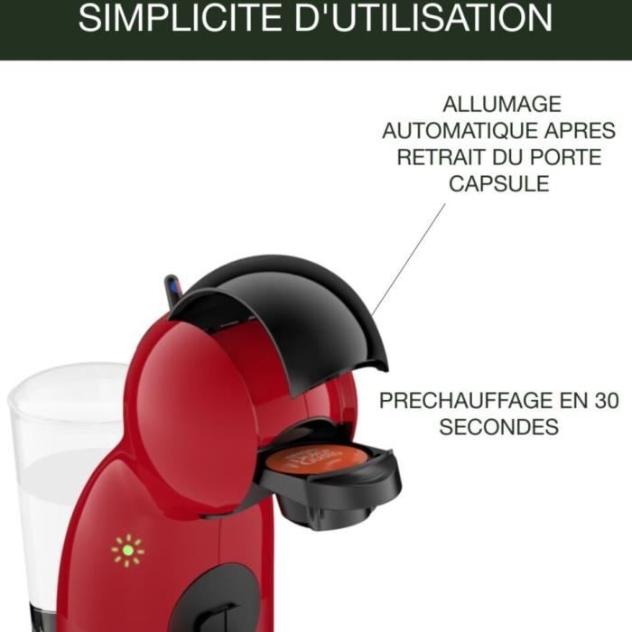 KRUPS Nescafé Dolce Gusto Machine a café YY4580FD + 3 boites de café espresso, 15 bars, Cafetiere capsules, Compact, Piccolo, Rouge