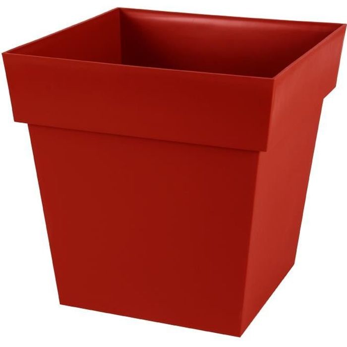 EDA Tuscan Square Flower Pot - 39 x 39 x H 39 cm - 38 L - Rosso Ruby
