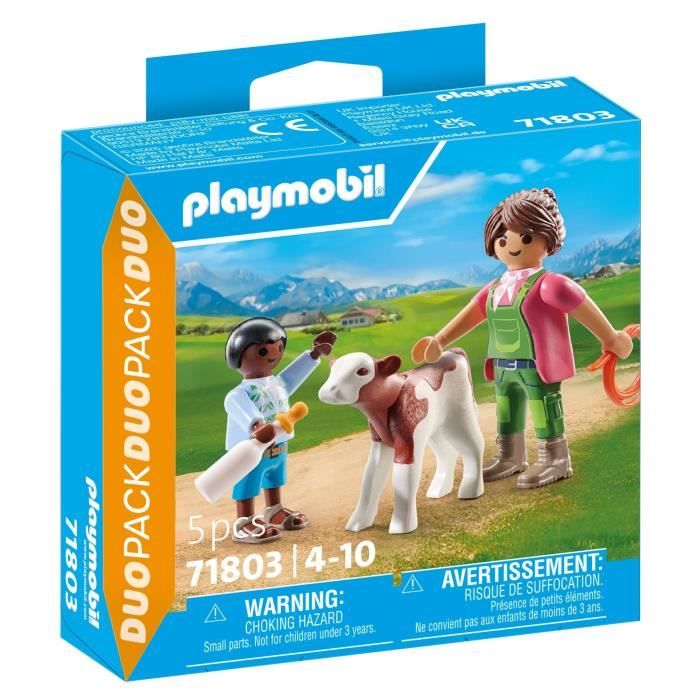 PLAYMOBIL 71803 Fermiere et enfant avec veau