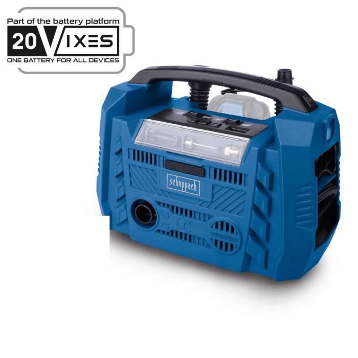 SCHEPPACH 20V IXES 10 bars hybrid electric compressor - Power supply: battery/mains/cigarette lighter - without battery or charger - Airforce 6