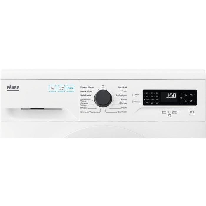 Lave-linge hublot FAURE FWF7284A52 - 7 kg - Moteur standard - 1200 trs/min - Blanc