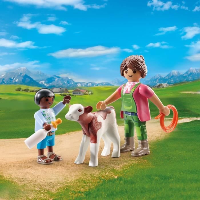 Image secondaire de PLAYMOBIL 71803 Fermiere et enfant avec veau