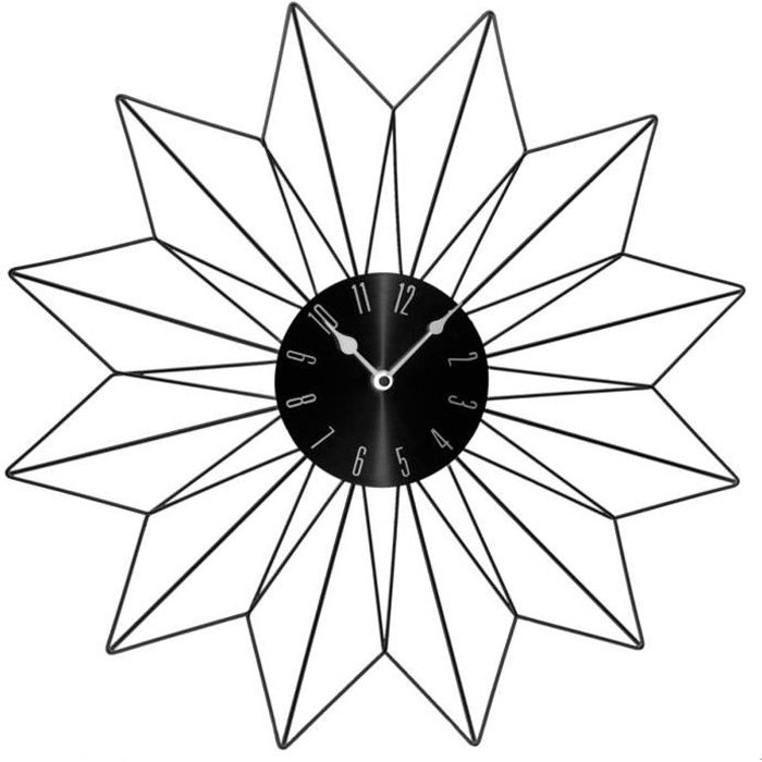 Horloge en métal Etoile - Ø50 cm - Noir