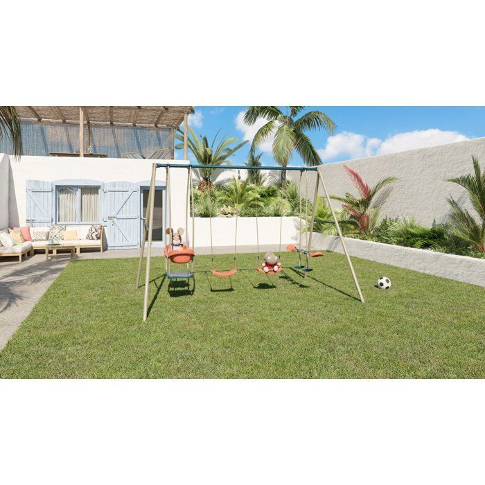 Image secondaire de Portique LUNA 4 Agrès - Balançoire Métal pour Enfants