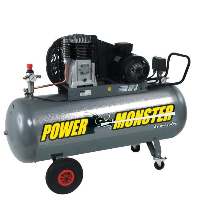 Image secondaire de Compresseur MECAFER 200 L 3HP Bicylindre Semi-Pro PowerMonster