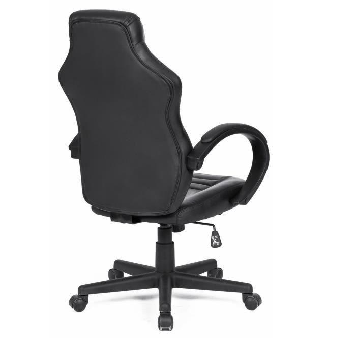 Chaise de bureau gaming - Simili noir - L 58 x P 70 x H 98-116 cm - ARK