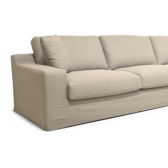 Hexagone - Canapé d'angle fixe droit - Tissu mastic - L 306 x P 190 x H 82 cm - Street