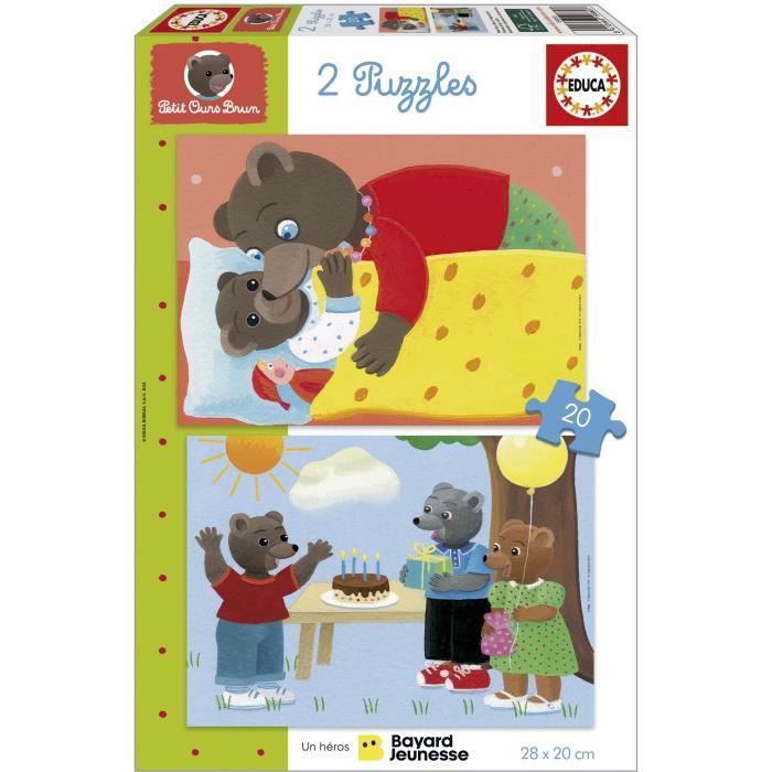 Puzzle - EDUCA - Little Brown Bear: Set of 2 puzzles of 20 pieces for children aged 4 and over