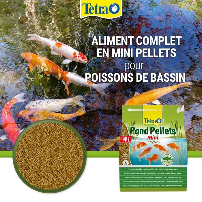 TETRA Aliment complet Pond Pellets Mini en granulés - Pour petit poisson de bassin - 4L