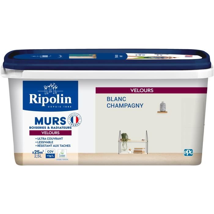 Decorazione murale, lavorazione del legno e radiatori, velluto bianco champagne - RIPOLIN - 2,5 L