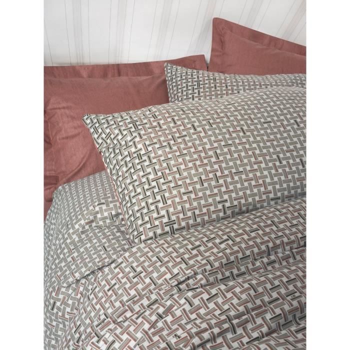 Image secondaire de Parure de lit - 1 housse de couette 220 x 240 cm + 2 taies d'oreiller 60 x 60 cm - 100% coton renforcé - Rouge
