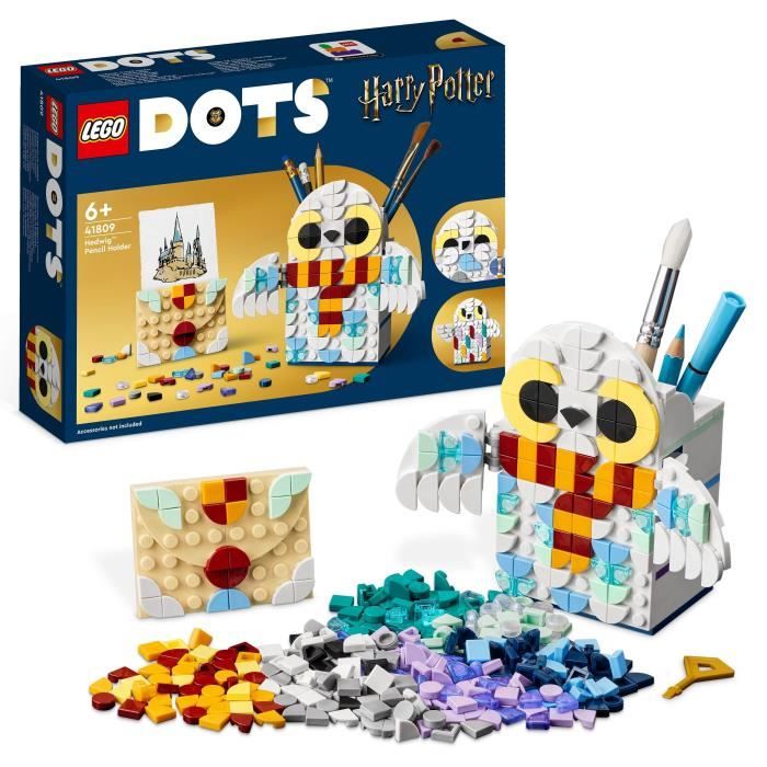 LEGO DOTS 41809 Porte-Crayons Hedwige, Fournitures Harry Potter Hibou, Jouets pour Enfants