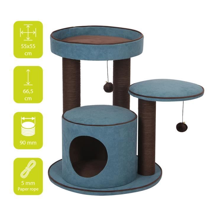 EBI Griffoir Trend Bradford 55 x 55 x 66,5 cm - 11,9 kg - Bleu - Pour chat