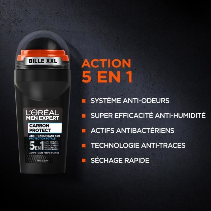 [Lot de 6] Déodorant Bille L'OREAL MEN EXPERT Carbon Protect 5en1 Ice Fresh 50 ml
