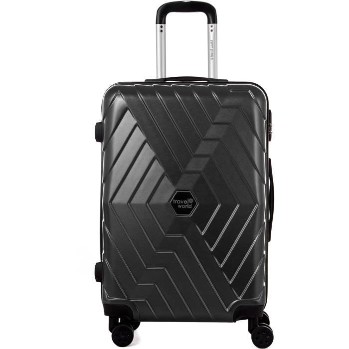 TRAVEL WORLD Valise trolley - ABS - 4 Roues - XL - 70 cm - Gris