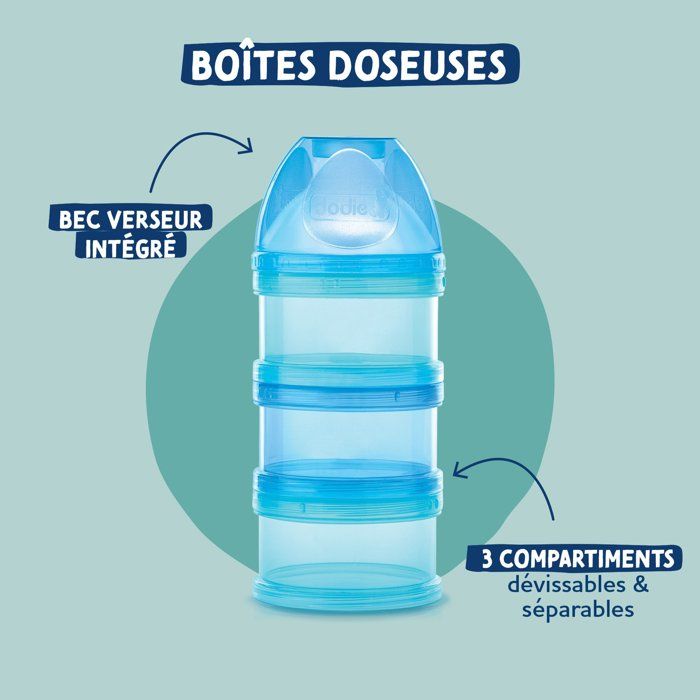 Image secondaire de Boîte Doseuse 3 Compartiments DODIE - Séparable et Transparente - Bleu Lagoon