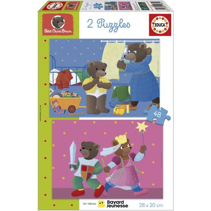 Puzzle - EDUCA - Orsetto Bruno: Set di 2 puzzle da 48 pezzi per bambini dai 4 anni