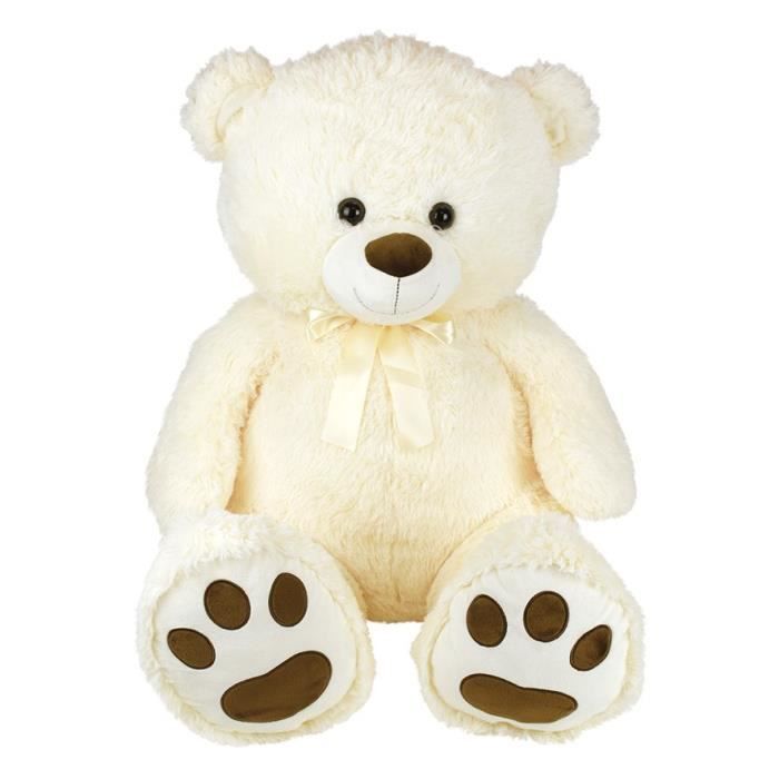 Image secondaire de Ours en Peluche Crème Doux avec Noeud - 100 cm