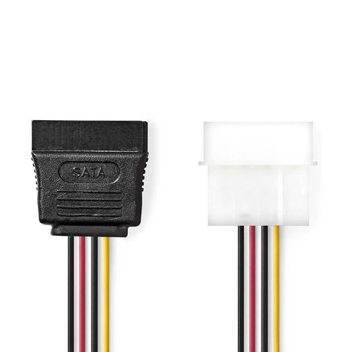 NEDIS Internal Power Cable - Molex Male - SATA 15-pin Female - 0.15 m - Various