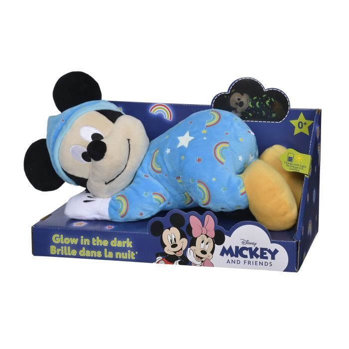 Disney Peluche Mickey 'Brille dans la nuit' Bleu (L30cm x L18cm x H26cm)