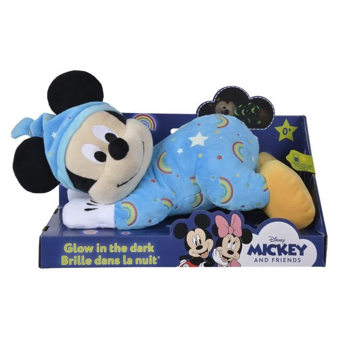 Disney Peluche Mickey 'Brille dans la nuit' Bleu (L30cm x L18cm x H26cm)