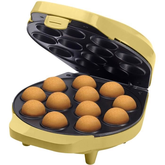 Bestron Appareil a cake pop au design rétro, Inclut un support a cake pop, fourchette & 12 bâtonnets a cake pop, Couleur: jaune