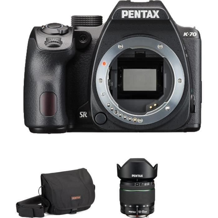 Fotocamera reflex PENTAX K70 + obiettivo 18-55mm WR + custodia
