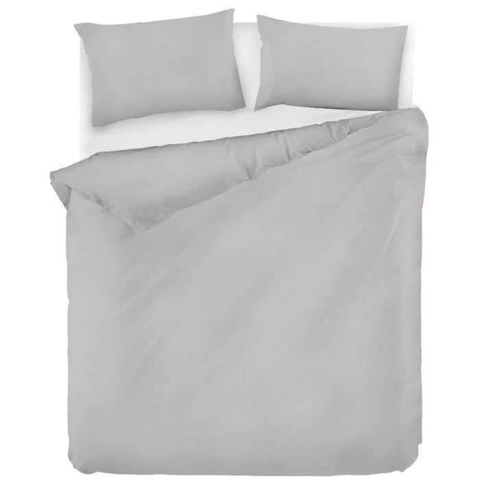 Image secondaire de Parure de lit - 1 housse de couette 220 x 240 cm + 2 taies d'oreiller 60 x 60 cm - 65% coton, 35% polyester - Gris