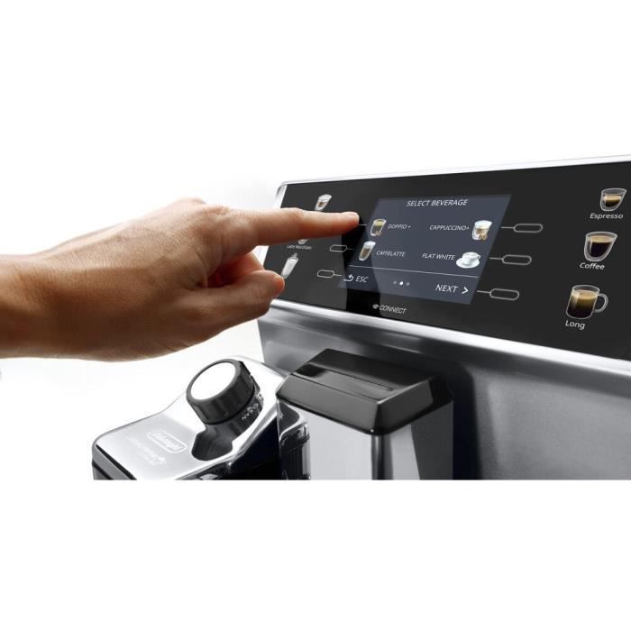 DELONGHI 0132217051 Expresso Broyeur PrimaDonna Class - Réservoir 2L - 2 tasses simultanés - Réservoir a grain 400 gr - Metal&Noir