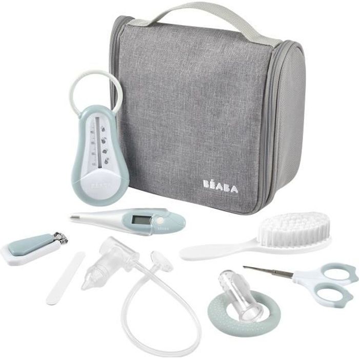 Beaba BÉABA Borsa da toilette per bebè Nomad, 9 accessori, Verde blu
