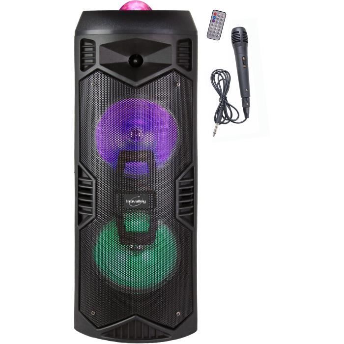 INOVALLEY KA112BOWL - Altoparlante luminoso Bluetooth 600W - Funzione Karaoke - 2 Altoparlanti - Sfera caleidoscopio LED - Porta USB