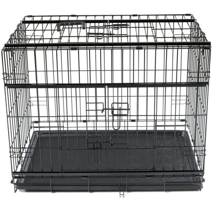 VADIGRAN Cage métallique pliable Premium - 76 x 53 x 61 cm - Noir - Pour chien