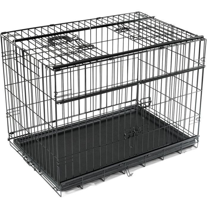 VADIGRAN Cage métallique pliable Premium - 91 x 61 x 69 cm - Noir - Pour chien