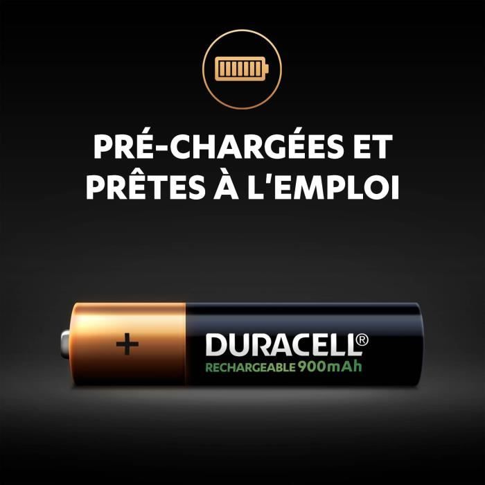 DURACELL Recharges Ultra Piles Rechargeables type LR03 / AAA 900 mAh Lot de 4