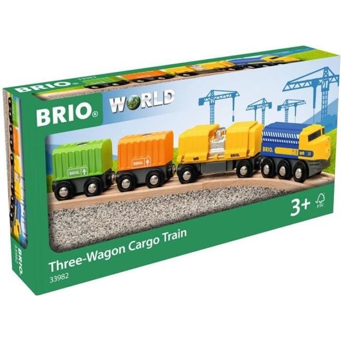 Brio World Long Train de Marchandises - Accessoire Circuit de train en bois - Ravensburger - Mixte des 3 ans - 33982