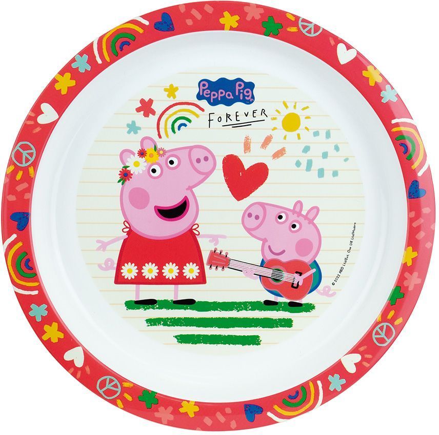 Image secondaire de Lot vaisselle - FUN HOUSE - PEPPA PIG - 2 assiettes creuses Ø 22 cm, 2 verres 220 ml, gourde 350 ml, boîte a goûter et peluche 1