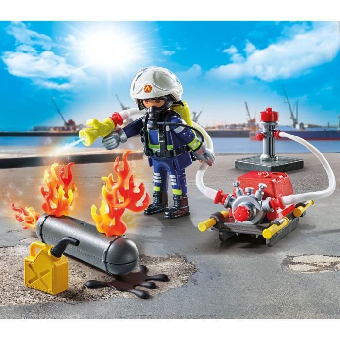 Image secondaire de PLAYMOBIL 71826 Pompier pompe a eau & réservoir enflammé