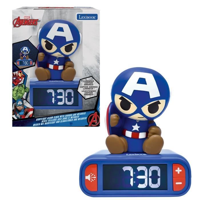 Image secondaire de Réveil veilleuse digital LEXIBOOK - Captain America - 3D lumineux et sonore - Enfant