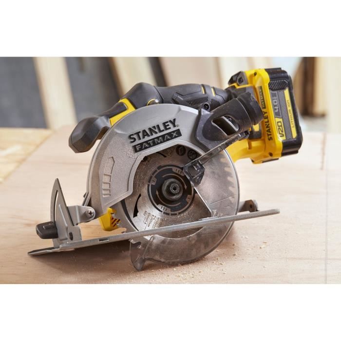 Image secondaire de Scie circulaire sans fil + batterie 4Ah + chargeur - Stanley Fatmax - SFMCS500M1S-QW - 18V - profondeur de coupe 54mm (a 90°)