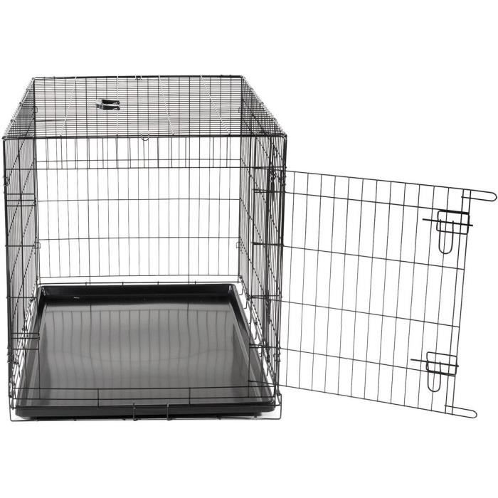 Cage Transport Chien - Vadigran - Pliante - Noir Classique - 107x70x78 cm
