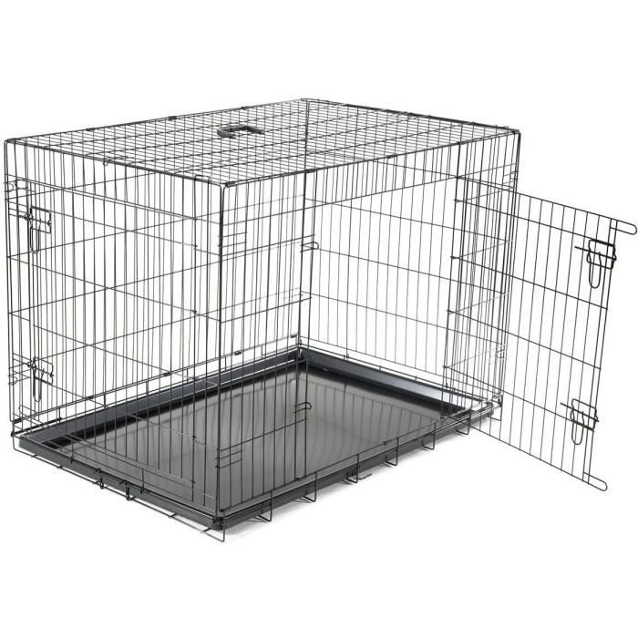 Cage Transport Chien - Vadigran - Pliante - Noir Classique - 107x70x78 cm