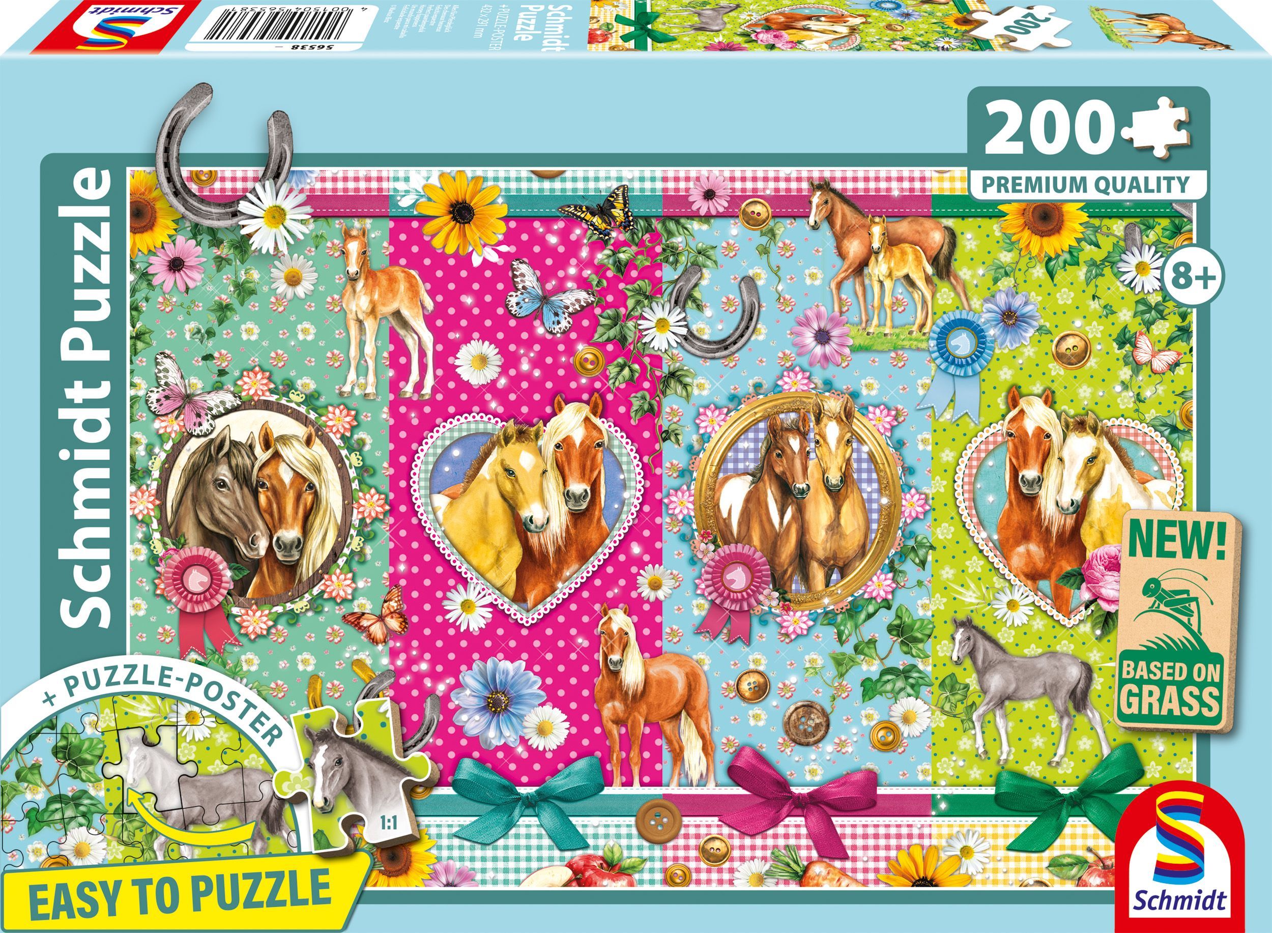 Puzzle Des Chevaux Heureux - 200 Pièces pour Enfants à Partir de 8 Ans