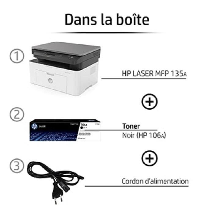 HP Imprimante laser - Laserjet MFP 135a - Monochrome - Multifonctions