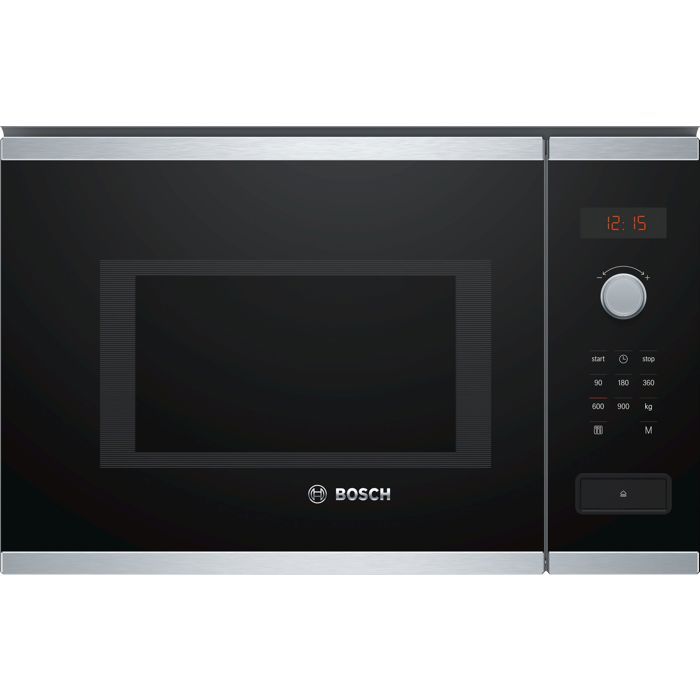 Micro-onde 38 cm - BOSCH S�rie 4 BFL553MS0 - Inox - H38,2 x L59,4 x P38,8 cm - 900 W - Cleaning Assistance - Display rouge