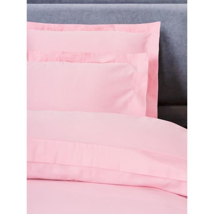 Image secondaire de Parure de lit - 1 housse de couette 220 x 240 cm + 2 taies d'oreiller 60 x 60 cm - Satiné 100% coton - Rose